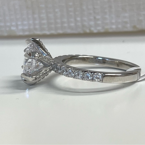 2.00ct 6 Prong Round Diamond CZ Engagement Ring Sterling Silver - Picture 12 of 15
